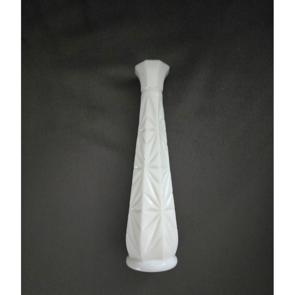 Vintage Hoosier Milk Glass 9 Inch Vase Starburst Pattern
